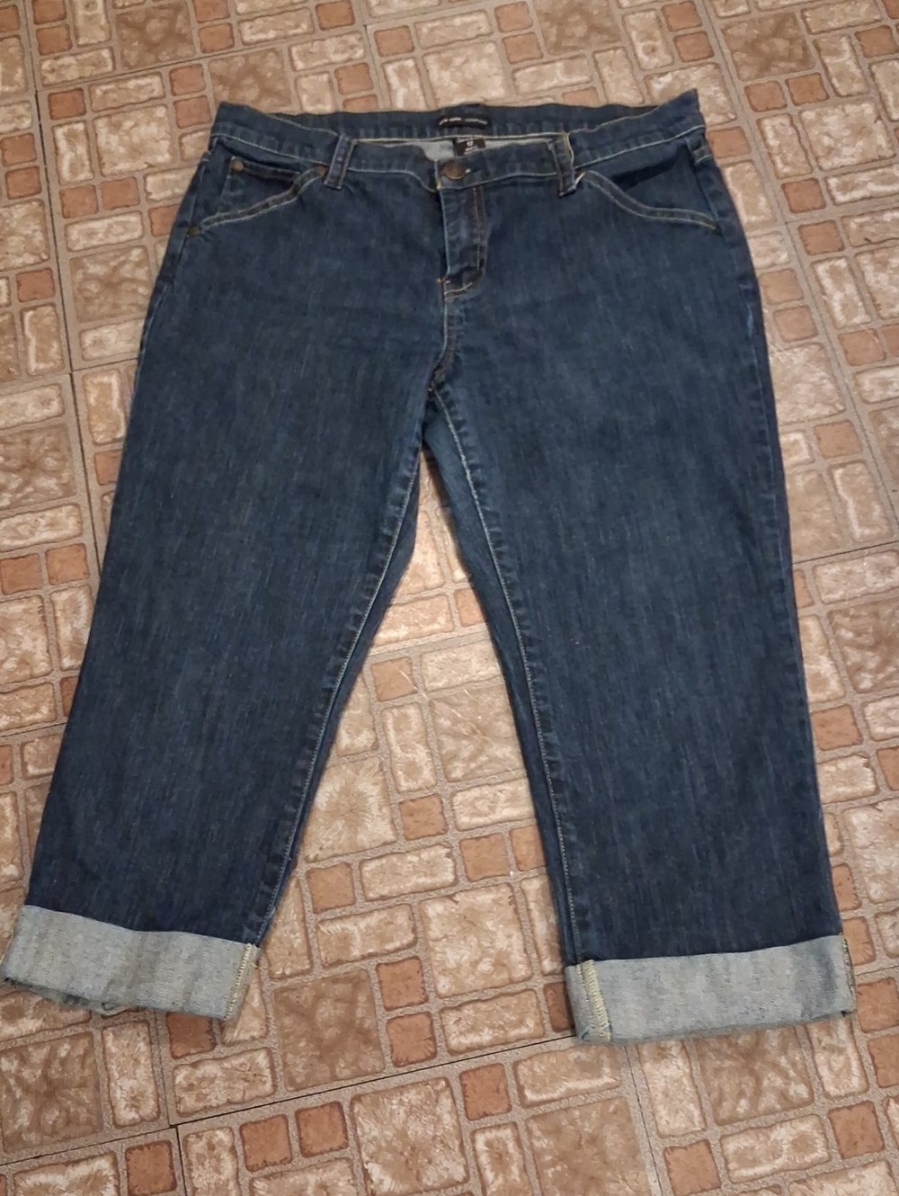 New York & Company Dark Blue Cuffed Women's Jeans
